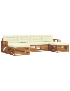 Set divani 6 pcs Naturale e Crema Legno di Acacia Massello 2