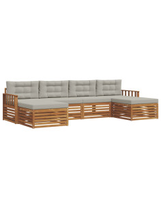 Set divani con cuscino 6 pcs Grigio Naturale e Chiaro 2