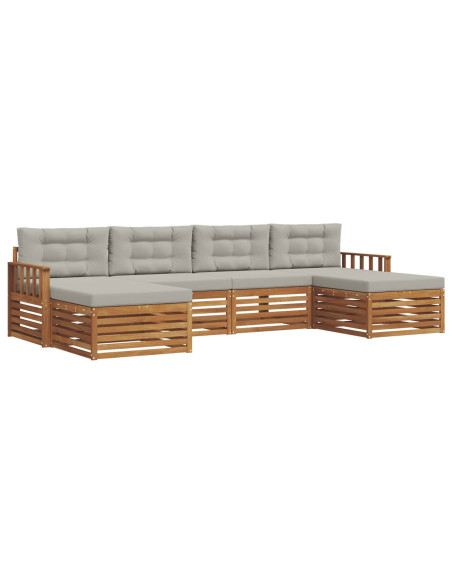 Set divani con cuscino 6 pcs Grigio Naturale e Chiaro