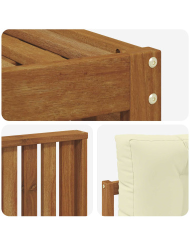 Set divani 6 pcs Naturale e Crema Legno di Acacia Massello