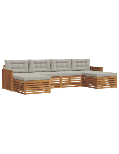 Set divani con cuscino 6 pcs Grigio Naturale e Chiaro