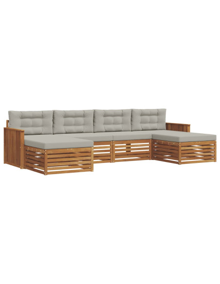 Set divani con cuscino 6 pcs Grigio Naturale e Chiaro