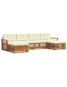 Set divani 6 pcs Naturale e Crema Legno di Acacia Massello 2