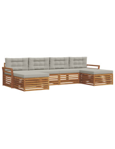 Set divani con cuscino 6 pcs Grigio Naturale e Chiaro 2