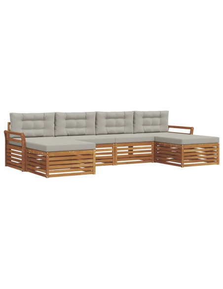 Set divani con cuscino 6 pcs Grigio Naturale e Chiaro