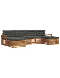 Set divani 6 pcs Naturale e Antracite Legno di Acacia Massello 2