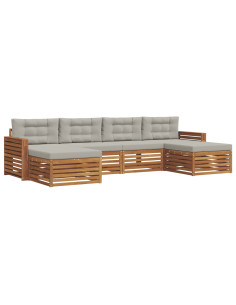 Set divani con cuscino 6 pcs Grigio Naturale e Chiaro 2