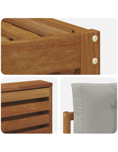 Set divani con cuscino 6 pcs Grigio Naturale e Chiaro