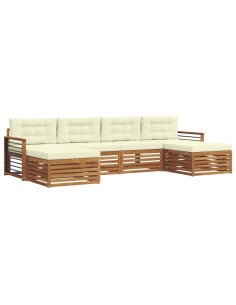 Set divani 6 pcs Naturale e Crema Legno di Acacia Massello 2