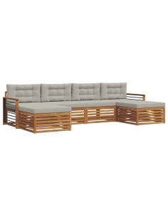 Set divani con cuscino 6 pcs Grigio Naturale e Chiaro 2