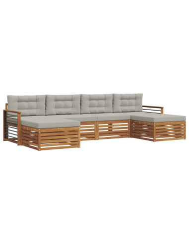Set divani con cuscino 6 pcs Grigio Naturale e Chiaro