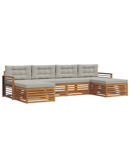 Set divani con cuscino 6 pcs Grigio Naturale e Chiaro