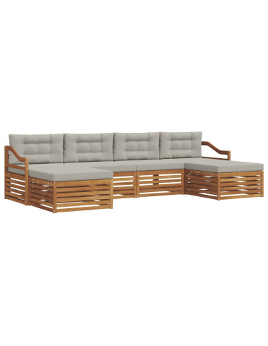 Set divani con cuscino 6 pcs Grigio Naturale e Chiaro