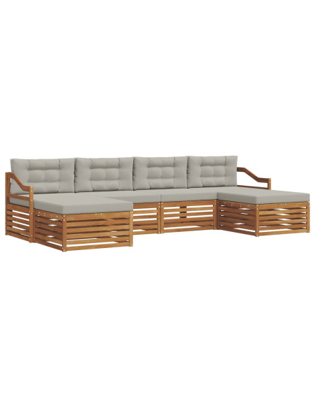 Set divani con cuscino 6 pcs Grigio Naturale e Chiaro