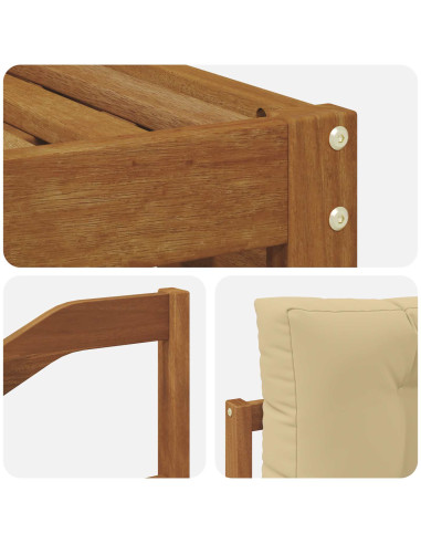 Set divani 6 pcs Naturale e Beige Legno di Acacia Massello