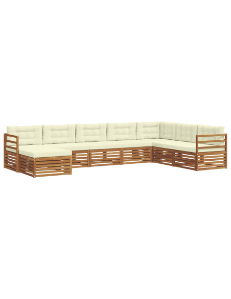 Set divani 8 pcs Naturale e Crema Legno di Acacia Massello
