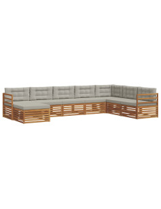 Set divani con cuscino 8 pcs Grigio Naturale e Chiaro 2