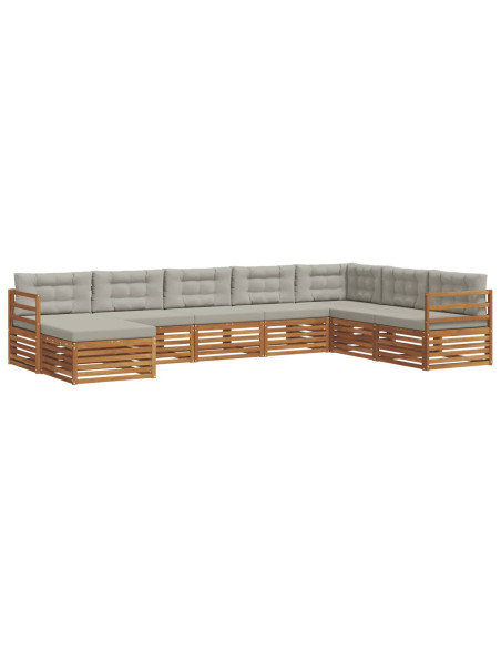 Set divani con cuscino 8 pcs Grigio Naturale e Chiaro
