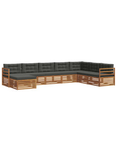 Set divani 8 pcs Naturale e Antracite Legno di Acacia Massello 2