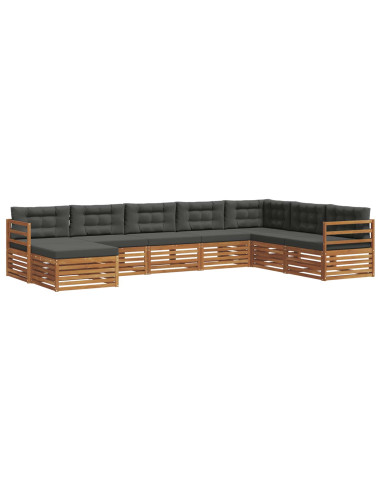 Set divani 8 pcs Naturale e Antracite Legno di Acacia Massello