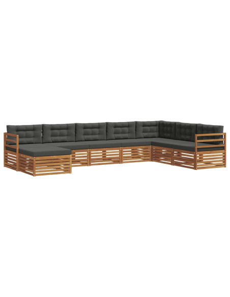 Set divani 8 pcs Naturale e Antracite Legno di Acacia Massello