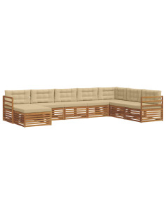 Set divani 8 pcs Naturale e Beige Legno di Acacia Massello 2
