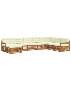 Set divani 8 pcs Naturale e Crema Legno di Acacia Massello 2