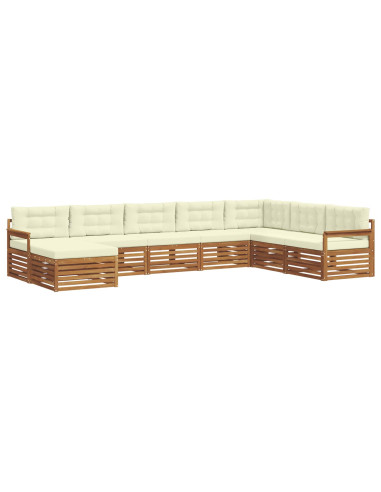 Set divani 8 pcs Naturale e Crema Legno di Acacia Massello