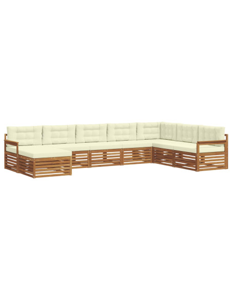 Set divani 8 pcs Naturale e Crema Legno di Acacia Massello