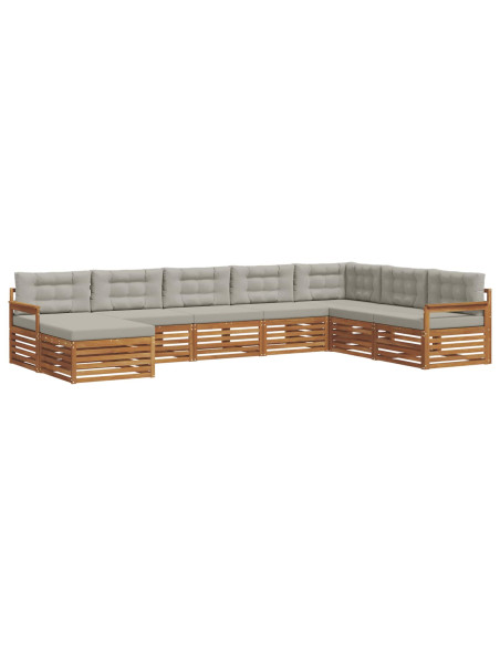 Set divani con cuscino 8 pcs Grigio Naturale e Chiaro