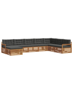 Set divani 8 pcs Naturale e Antracite Legno di Acacia Massello 2