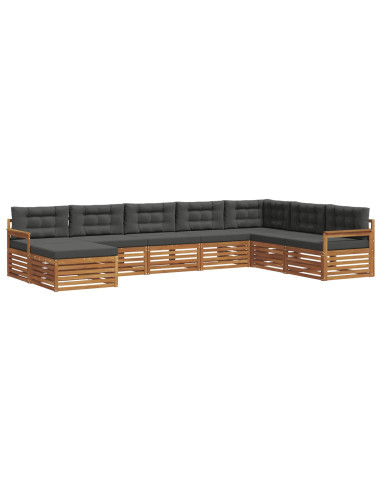 Set divani 8 pcs Naturale e Antracite Legno di Acacia Massello