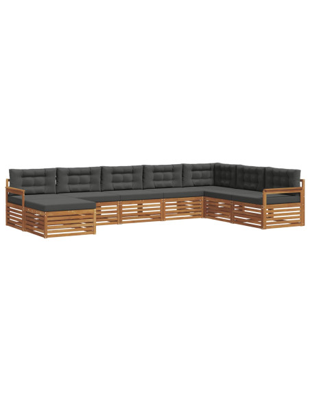 Set divani 8 pcs Naturale e Antracite Legno di Acacia Massello
