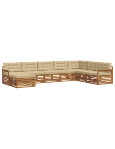 Set divani 8 pcs Naturale e Beige Legno di Acacia Massello 2