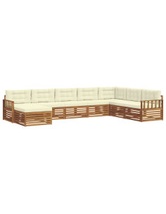 Set divani 8 pcs Naturale e Crema Legno di Acacia Massello 2