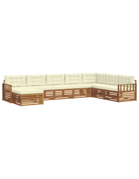 Set divani 8 pcs Naturale e Crema Legno di Acacia Massello