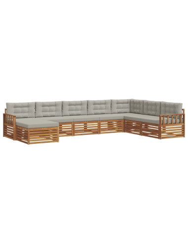 Set divani con cuscino 8 pcs Grigio Naturale e Chiaro