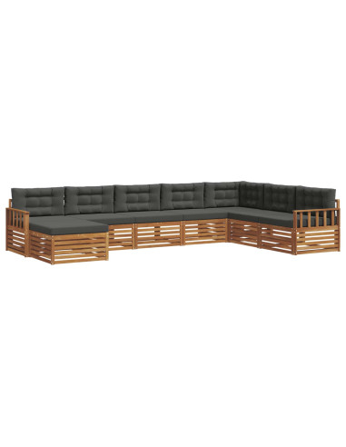 Set divani 8 pcs Naturale e Antracite Legno di Acacia Massello