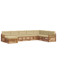 Set divani 8 pcs Naturale e Beige Legno di Acacia Massello 2