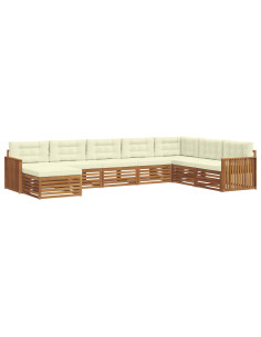 Set divani 8 pcs Naturale e Crema Legno di Acacia Massello 2