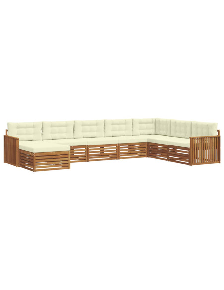 Set divani 8 pcs Naturale e Crema Legno di Acacia Massello