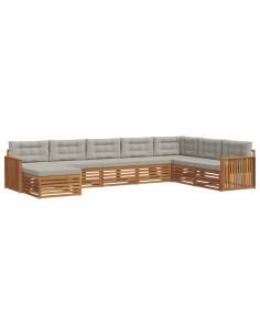 Set divani con cuscino 8 pcs Grigio Naturale e Chiaro 2
