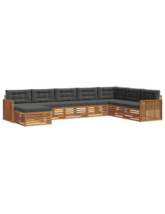 Set divani 8 pcs Naturale e Antracite Legno di Acacia Massello 2