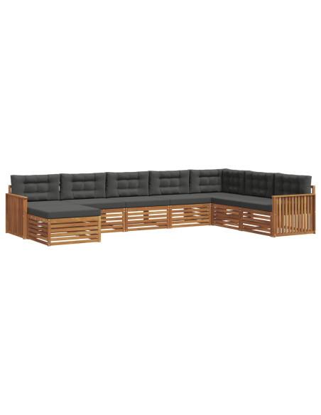 Set divani 8 pcs Naturale e Antracite Legno di Acacia Massello
