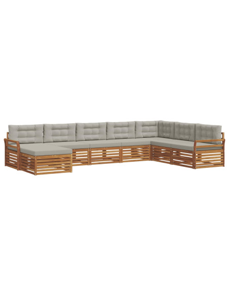 Set divani con cuscino 8 pcs Grigio Naturale e Chiaro