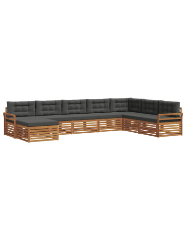 Set divani 8 pcs Naturale e Antracite Legno di Acacia Massello