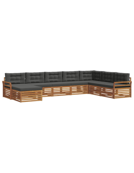 Set divani 8 pcs Naturale e Antracite Legno di Acacia Massello