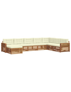Set divani 8 pcs Naturale e Crema Legno di Acacia Massello 2