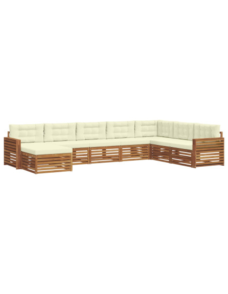 Set divani 8 pcs Naturale e Crema Legno di Acacia Massello