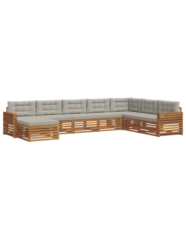 Set divani con cuscino 8 pcs Grigio Naturale e Chiaro